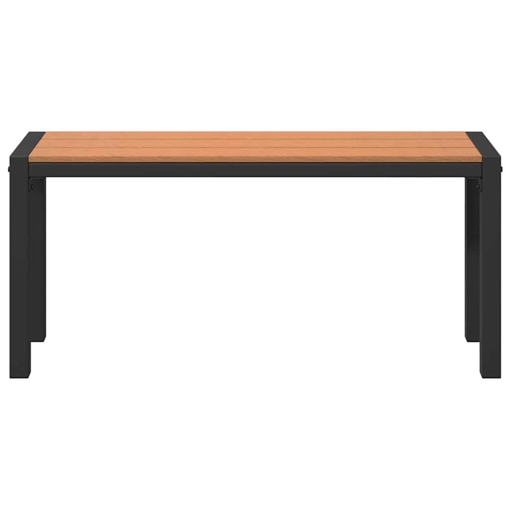 Banco de jardín marrón 100 x 28 x 45 cm, de acero, resistente a la intemperie, para terrazas, jardines y balcones con estructura de metal estable