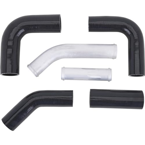 Speedway Motors Universal Silicone/Aluminum Radiator Hose Kit - Complete Starter Kit, Black Silicone...