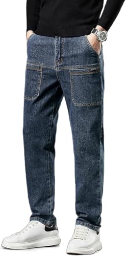 Mecutie Men's ThriveJeans - Comfortable Multi-Pocket High Durable Cargo Jeans for Men
