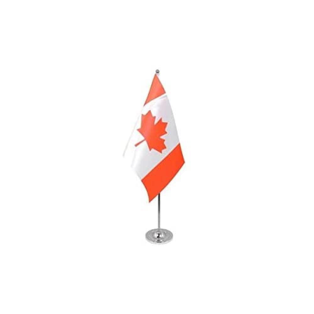 AZ FLAG Canada Prestige Table Flag 6'' x 9'' - Canadian Office Decoration 100% Satin 22 x 15 cm - Desk Flag with Steel Pole and Base
