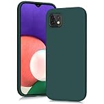YATWIN Silicone Case for Samsung Galaxy A22 5G, Soft-Touch, Shockproof, DustProof, Antiskid Full Body Armour Phone Cover for Samsung Galaxy A22 5G - Dark Green