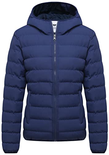 Ggleaf Women's Hooded Packable Full-Zip Short Jacket Quilted Warm Lightweight Winter Coat Navy S #TOP14