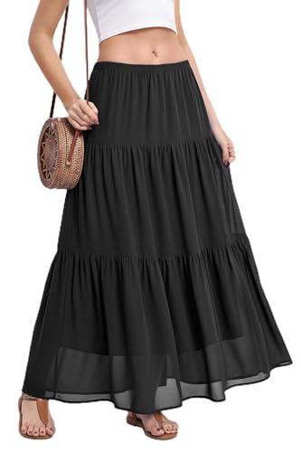 BEIGAI Rock Damen Sommer Lang Elegant Bohemien Hohe Taille Maxirock...