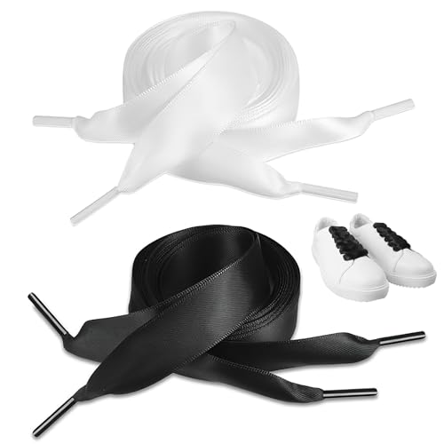 DYMHQ 2 Pares Cordones de Satén y Raso, Ancho para Zapatos Deportivos y Casual