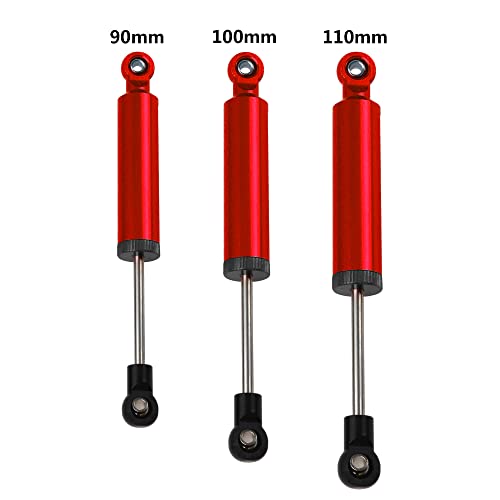4Pcs Rc Car Shocks Shock Absorber Internal Spring Shocks Damper Upgrade Parts Compatible With Axial Scx10 Traxxas Trx4 Redcat Tamiya 1/10 Rc Crawler (Hole Distance:90Mm, Red) #TOP6