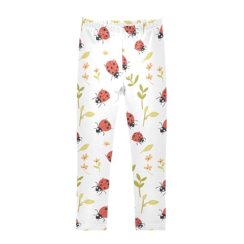 ALAZA Girls' Leggings Children's Yoga Pants Skinny Printed Dance Ladybird Plants Comfortable 4T
