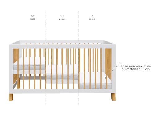 Lit Bébé Évolutif 140x70 4-en-1 Pin Massif Love For Sleep