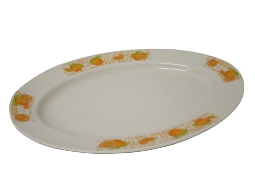 BANDEJA FUENTE SERVIR OVALADA GRANDE PORCELANA NARANJAS