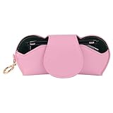 Sunglasses Holder for Car Visor with Hanging Hook Leather Glasses Storage Bag with Detachable Clips Portable Sunglasses Bag (Pink)