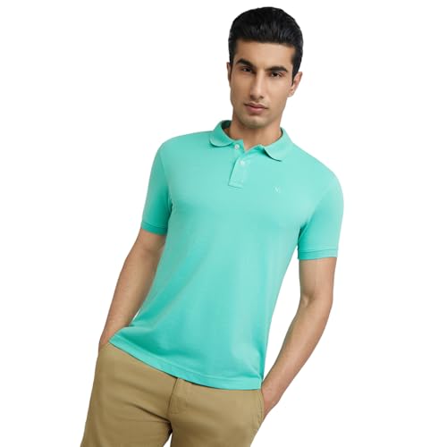Image of Parx Men Regular Fit Solid Pattern Cotton Polyester Blend Half Sleeve Polo Neck Casual T-Shirt