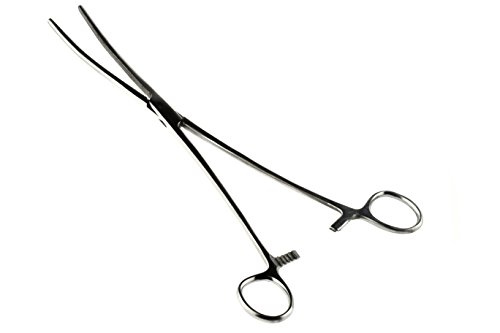 SE 12-Inch Stainless Steel Curved Forceps - Self-Locking, Serrated Tip for Precision Grip and Clamping - Perfect for Crafting, Fishing Tasks, Jewelry Making, and More! -613FC