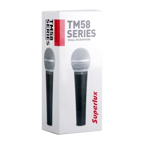 Image of Superlux TM58 Dynamic Vocal Microphone Cardioid XLR Wired Mic for Singing, Live Stage, Studio Recording, Karaoke & Podcast | 50Hz-18kHz Frequency Response | High SPL Handling | Rugged Metal Body Grey