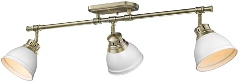 Duncan 3-Light Semi-Flush - Track Light in Aged Brass with Matte White