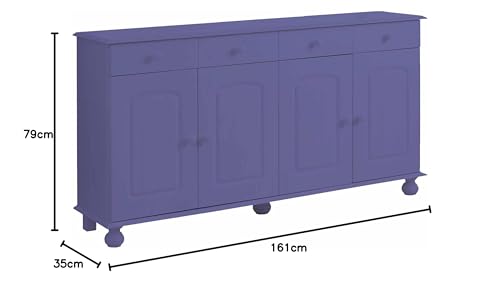 Image of APRODZ Solid Wood Sideboard Cabinet for Living Room | Wooden Storage Cabinet with 3 Drawers & 3 Doors | Kitchen Crockery Cabinet | Drawer Cabinet for Dining Room Bedroom | 161x35x79 cm,Siberian Iris