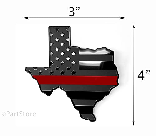 Image of Texas State Black Flag Metal Auto Fender Emblem for Cars Trucks (3 inchx4 inch, Black with Red Line)