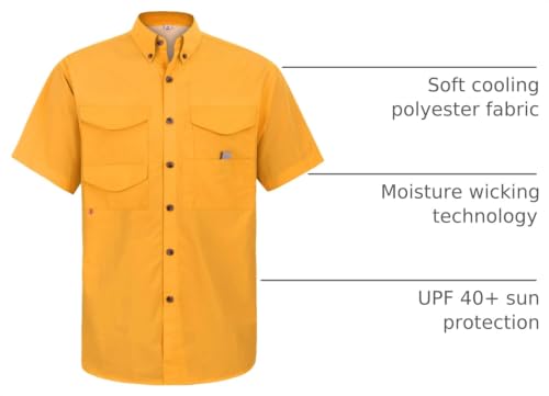 Image of Alimens & Gentle Short Sleeve Fishing Shirt Wicking Fabric Sun Protection Casual Button Down Shirts