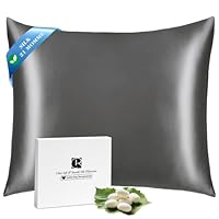 SeidenKissenbezug 80x80, Ravmix Kissenbezüge aus Seide für Haar und Haut, mit verstecktem Reißverschluss, beide Seiten Seide, Maulbeerseide Kopfkissenbezug 80x80, 1 Stück, Anthrazit