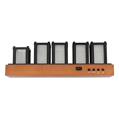 Kensyuint Digital Tube Desk Clock,Wood Rgb Digital Clock,Full-Color Led Digital Clock,Digital Tube Diy Desk Clock,For Living Rooms,Offices, Conference Rooms,Bedrooms Decor (Cherry Wood) #TOP18