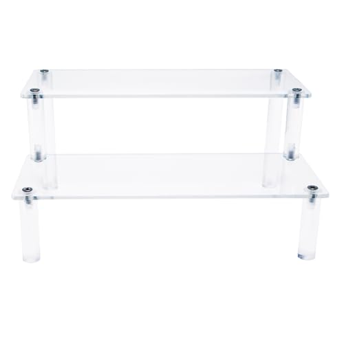MUTTE Acrylic Display Stand, Clear Display Riser for Figures Collections Cupcake Perfume Cosmetic Organizer Holder (2 tiers 20cm)