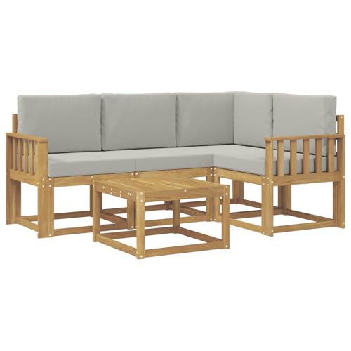 Muebles de jardín de diseño modular con sofá moderno de 5 piezas gris 2