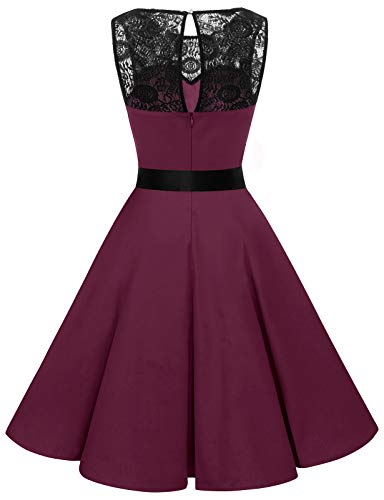 Bbonlinedress 50S Vintage Fall Wedding Guest Dress Short Homecoming Dresses Fit And Flare1950S Retro Rockabilly Swing Dress Lace Cocktail Party Dress Burgundy Xl #TOP2