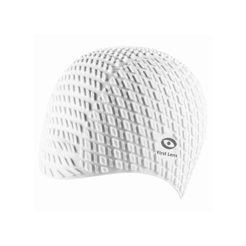 Image of First Lens Squre Swimming Cap for Men & Women - White - SC15