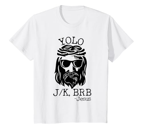 Bambino Divertente Gesù Pasqua YOLO JK BRB SMS Maglietta