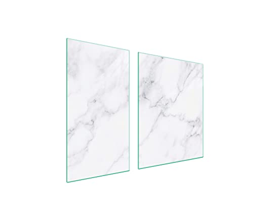 DarHaus Placa protectora de vitrocerámica 90 x 52 cm 2 piezas cocina eléctrica universal para inducción protección contra salpicaduras tabla de cortar de vidrio templado, MÁRMOL