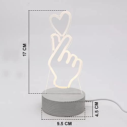 Image of 3D USB Acrylic Night Light LED Table Desk Bedroom Decor Gift Warm Table Lamp for Bedroom Living Room (Heart Light)