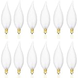 Frosted Flame Tip C32 Chandelier Light Bulbs, 40W E12 Candelabra Base, 120V Dimmable Candle Bulbs with Warm White for Chandeliers, Ceiling Fans, Outdoor, Porch, Hallway, Decorative Lighting (12 Pack)