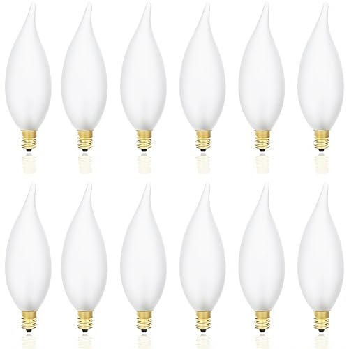 Frosted Flame Tip C32 Chandelier Light Bulbs, 40W E12 Candelabra