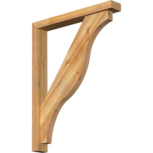 4"W x 28"D x 36"H Funston Block Rough Sawn Bracket w/Offset Brace, Western Red Cedar