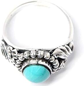 Amazon | インディアンジュエリー リング 天然石 ターコイズ フラワー