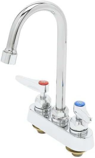 4" Deck Mount Workboard Faucet, Ceramas, Gooseneck, 1.2 Gpm Vr Aerator, Lever Handles
