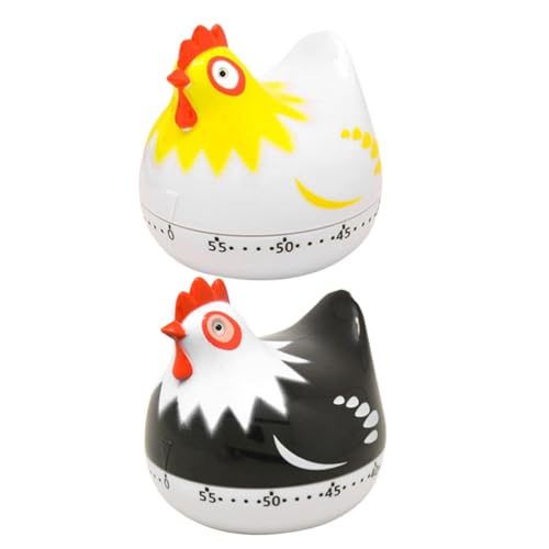 2pcs Hen Timer Hen Design Timer Cooking Timer Kitchen Timing Tool Home Timer Hen Shape Timer Baking Time Reminder Kitchen Gadget Children Learning Time Reminder Cartoon Timer
