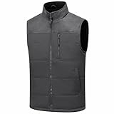 Msmsse Men's Outerwear Vests Winter Quilted Padded Vest Gilet Stand Collar Warm Puffer Vest Grey L