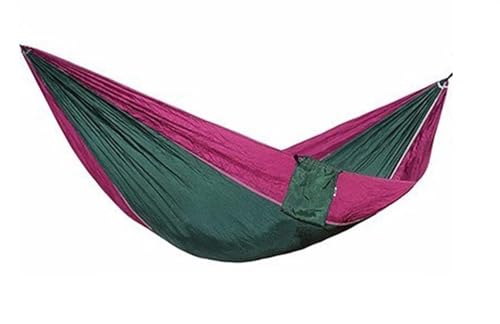 Tragbare Outdoor-Hängematte für Camping - Einzelperson, 220 x 100 cm, Fallschirmstoff, leichtes Hängebett für Garten, Hof, Terrasse, Reisen, Schaukel, Entspannung (Dunkelgrün)