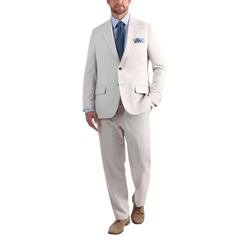 Haggar Men's Smart Wash with Repreve Houndstooth Classic Fit Flat Front Suit Separates Pant