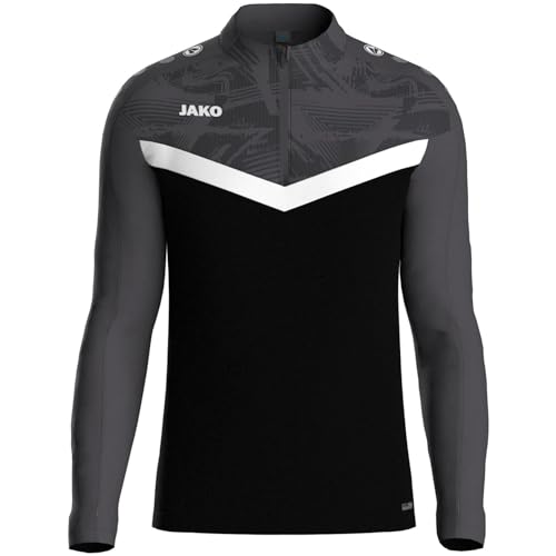 Sweat JAKO Top zippé unisexe noir et anthracite en taille 3XL avec intérieur polaire