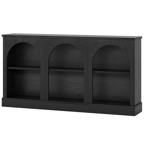 Tribesigns TV Stand for 55/60/65 Inch TV, Farmhouse Entertainment Center with Storage Cabinets, Modern Media Television Console Table for Living Room Bedroom, Black