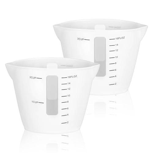2 Pack 500ml Large Silicone Measuring Cups, 16 oz Epoxy Resin Mixing Pouring Cups Non-Stick Reusable Craft Measuring Cup with Ounce Marks for Jewelry Making, Casting Moulds, DIY Crafts (Translucent)
