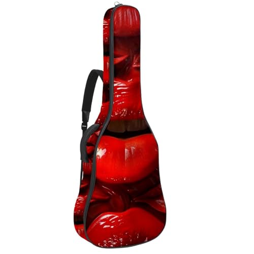 Housse ukulélé et guitare Lèvres avec bordures rouges élégantes