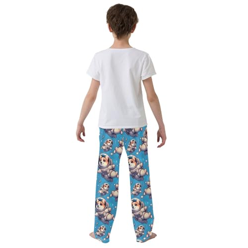 Astranunt Welsh Corgi Dog Rockets Pajamas Bottoms with Pockets Comfy Pjs Sleepwear Elastic Waistband Pajamas Pants Lounge Pants for 6-14 Years3