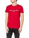 Cuenta con un diseño casual Tommy Hilfiger Organic Cotton Logo T-Shirt Camiseta, Blazer Red, L para Hombre