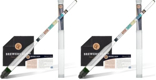 Brewer's Elite Hydrometer for Home Brew Beer, Wine, Mead and Kombucha - Deluxe Triple Scale Set with Hardcase and Cloth - Specific Gravity ABV Tester (Pack of 2)