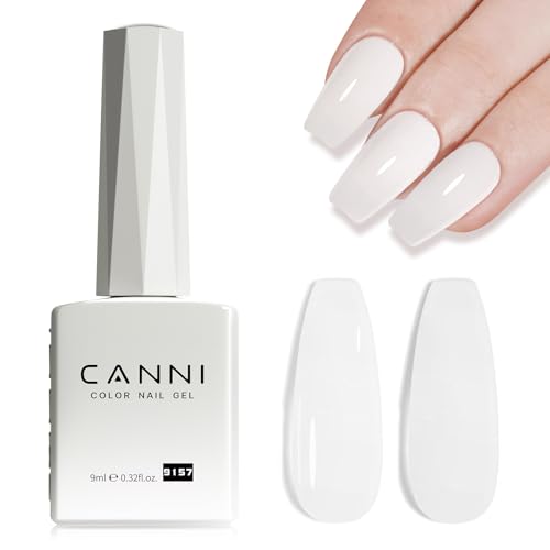 Image of CANNI 9ml Jelly Milky White Gel Nail Polish, High Gloss UV LED Soak Off Gel