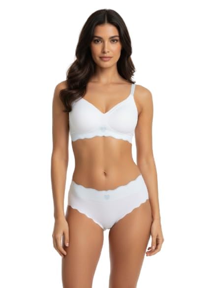 Image of Women Bra Panty Set Soft Natural Support Seamless Backless Summer Bra Panties Set | Adjustable Straps and Heart Design Lingerie Set | Women's Suit Push-Ups Sports Underwear Bra Set
