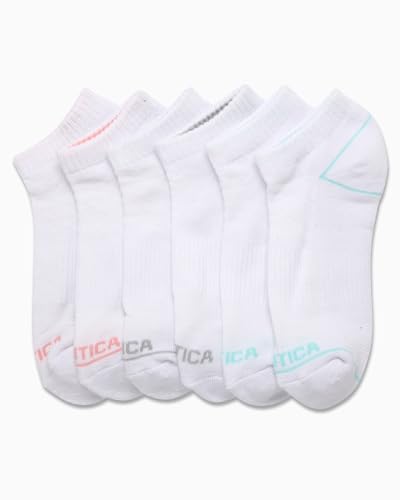 Image of Nautica Womens Low Cut Socks - 6 Pack Soft Stretch Breathable Mesh Cushioned Athletic Performance No Show Socks for Women