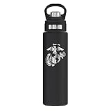 Tervis Marines Logo Engraved on Onyx Shadow Triple Walled Insulated Tumbler, 24oz Wide Mouth Bottle