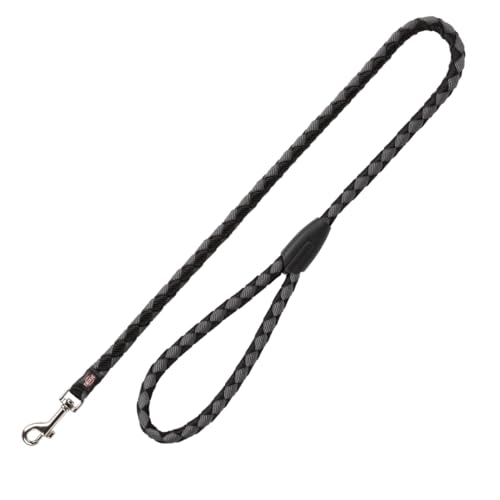 TRIXIE Hundeleine Cavo Leine S–M, 1,00 m ø 12 mm in schwarz/grafit - kurze Führleine für den Hund mit guter Kontrolle - für kleine bis mittelgroße Hunde - 143420